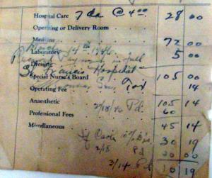 1946 Hospital Bill