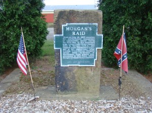 Monument to honor Morgan's Raid erected by Carroll County Historical Society in 1868.