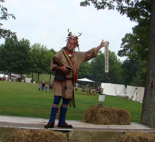 Chief Logan displays a Christian peace offering.