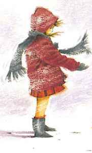 A little girl ran to the restaurant.