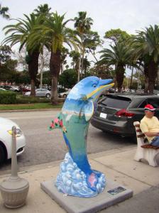 Dolphin statues line the streets as part of Sea Venice Arts Project.