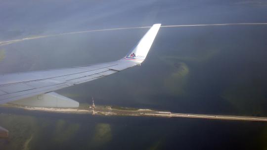 View of the causeways leaving Tampa