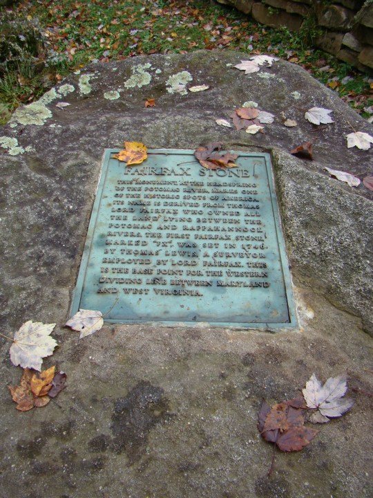 Fairfax Stone plaque describes its purpose.