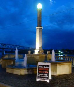 The fountain marks the starting place for the Ghost Trek.