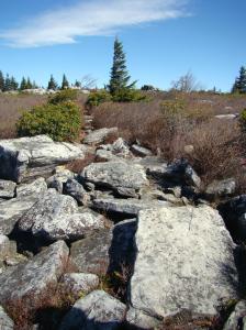A challenging rocky trail back to the parking lot