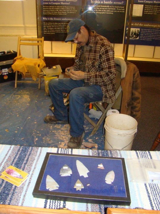 Flint Knapper demonstrates skills.