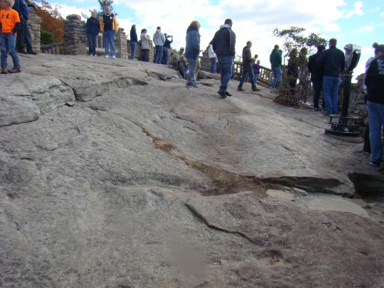 Climb cautiously on Cooper Rock.