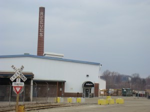 Reeves smokestack still stands today in acreage behind the house.