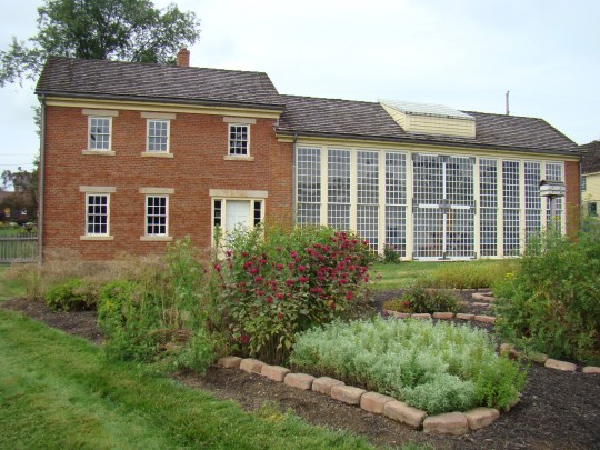 During the winter months, the greenhouse is filled with tropical plants.