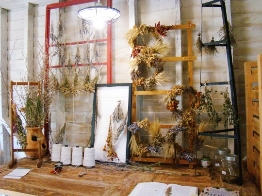 The drying shed stores dried herbs to use in various ways.