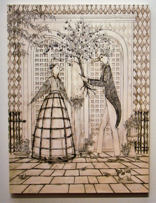 Here one of her birds presents a gift.