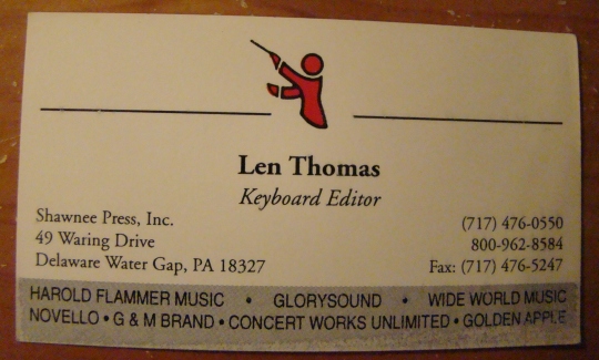 Len Shawnee Press Business card