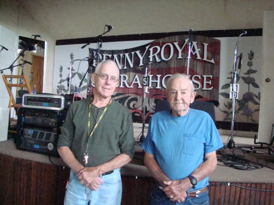 Harold and Kenny by the stage