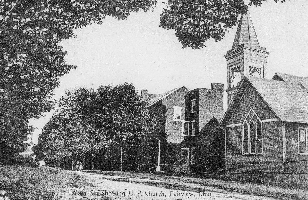 Fairview looking west on National Road - UP Church in foreground