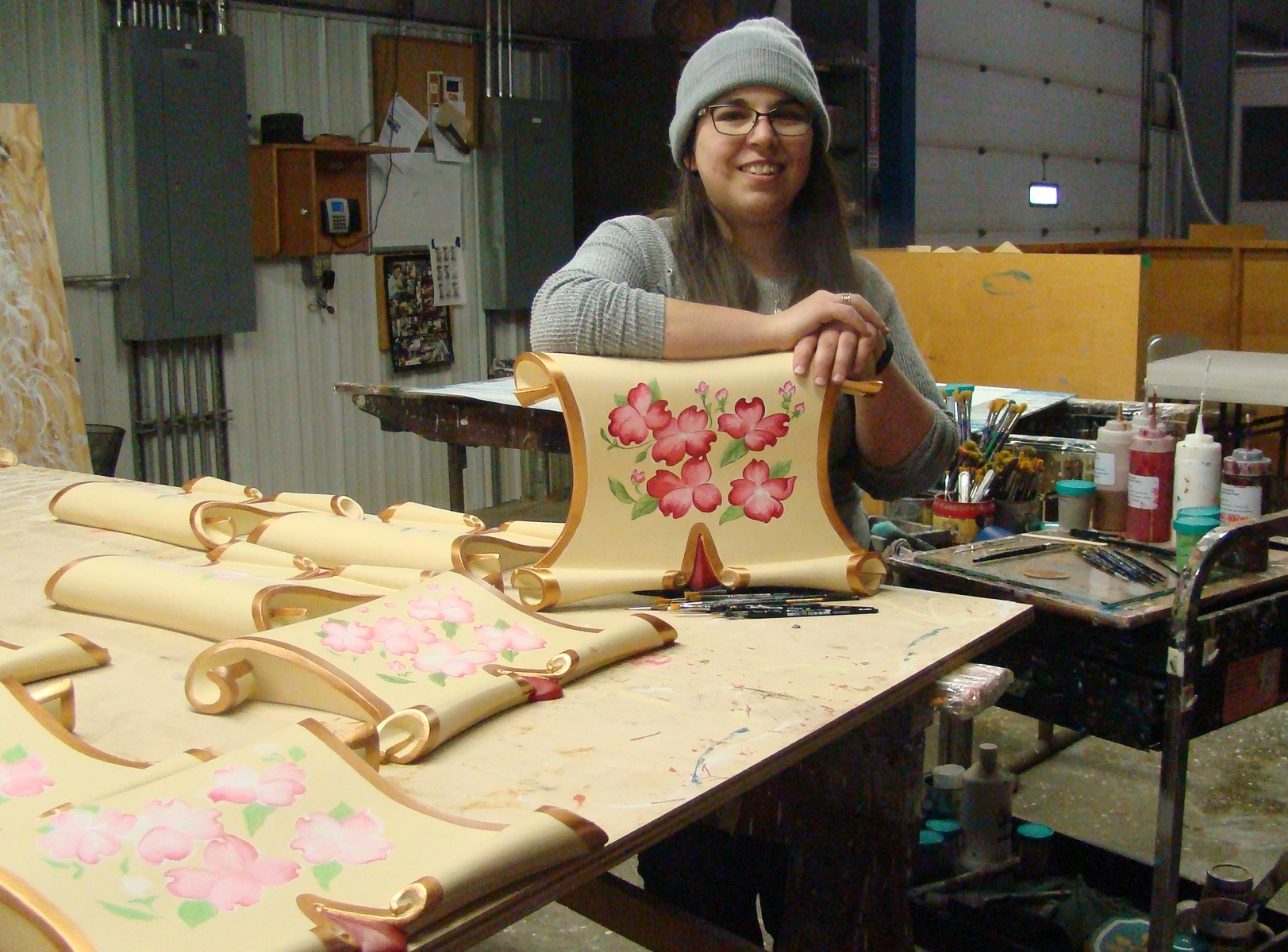 Carousel Ashley handpainted flowers