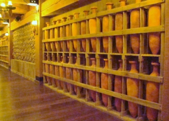 Ark water jugs and bags of grain