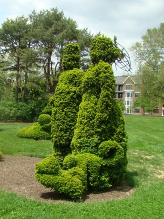 Topiary - Lady with Monkey and Umbrella